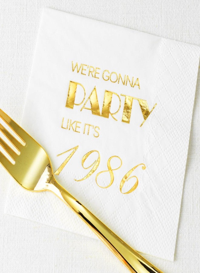 Crisky 50 Pack 40th Birthday Napkins 3-Ply, 1986 Mens Gold Foil Disposable Napkins for Cake Dessert Beverage Table 40 years Old Bday Party Supplies, 40th Birthday Decorations for Men Women - Image 5